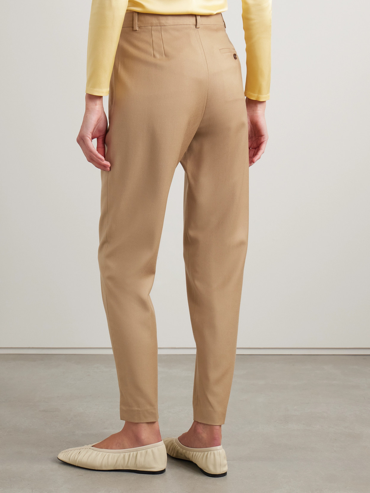 Theory Wool High Waisted Tapered Pants In Brown