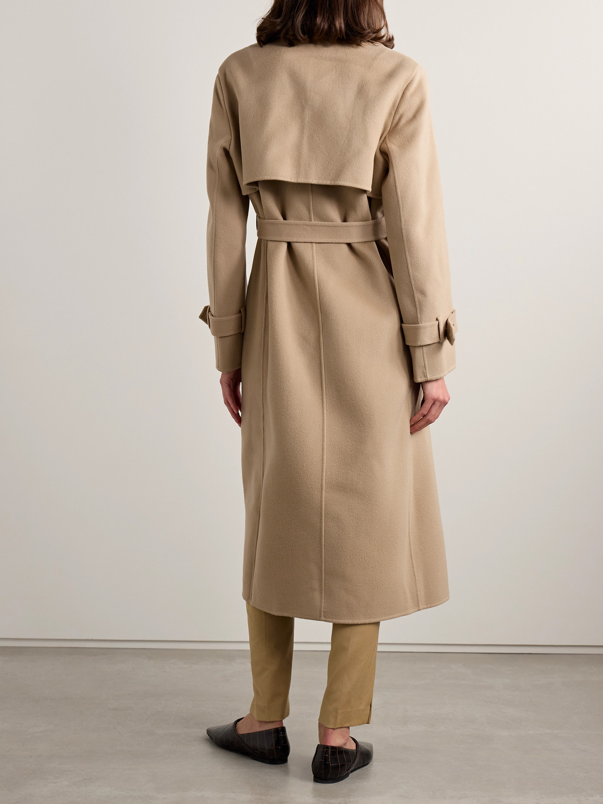 Theory Double-breasted Wool And Cashmere-blend Felt Trench Coat In Brown