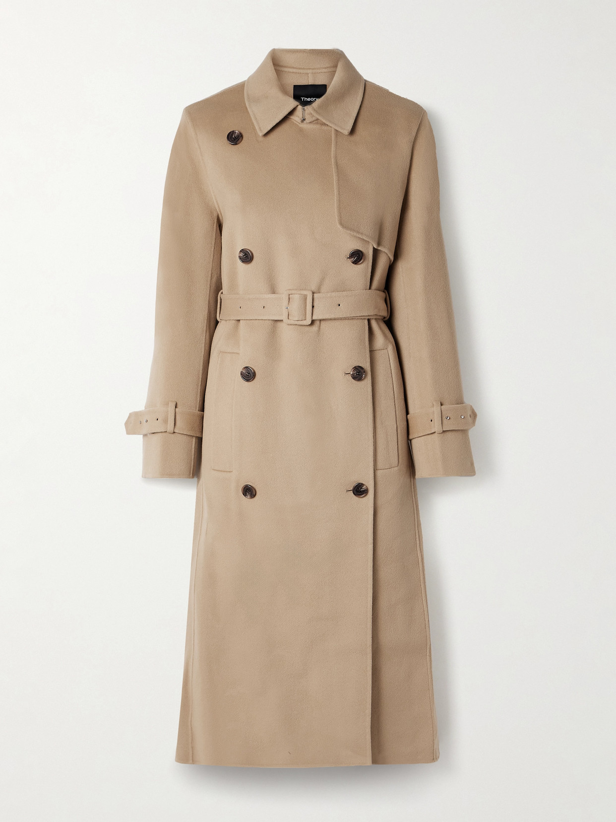 Theory Double-breasted Wool And Cashmere-blend Felt Trench Coat In Brown