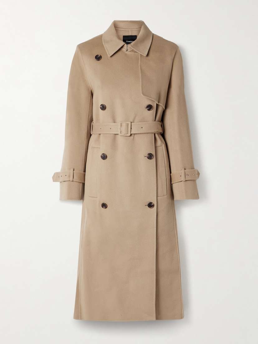 Theory Double-breasted Wool And Cashmere-blend Felt Trench Coat