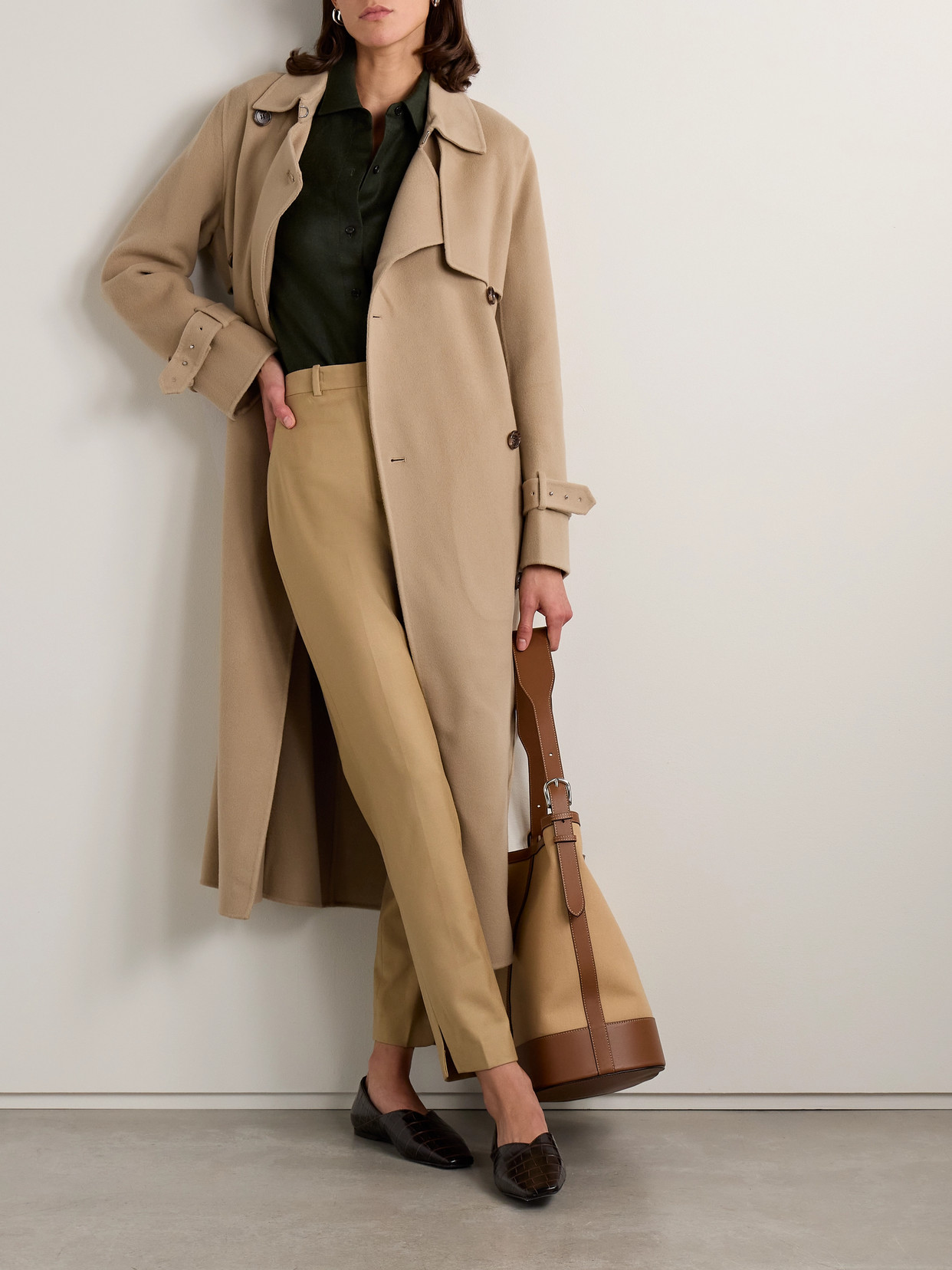 Theory Double-breasted Wool And Cashmere-blend Felt Trench Coat In Brown