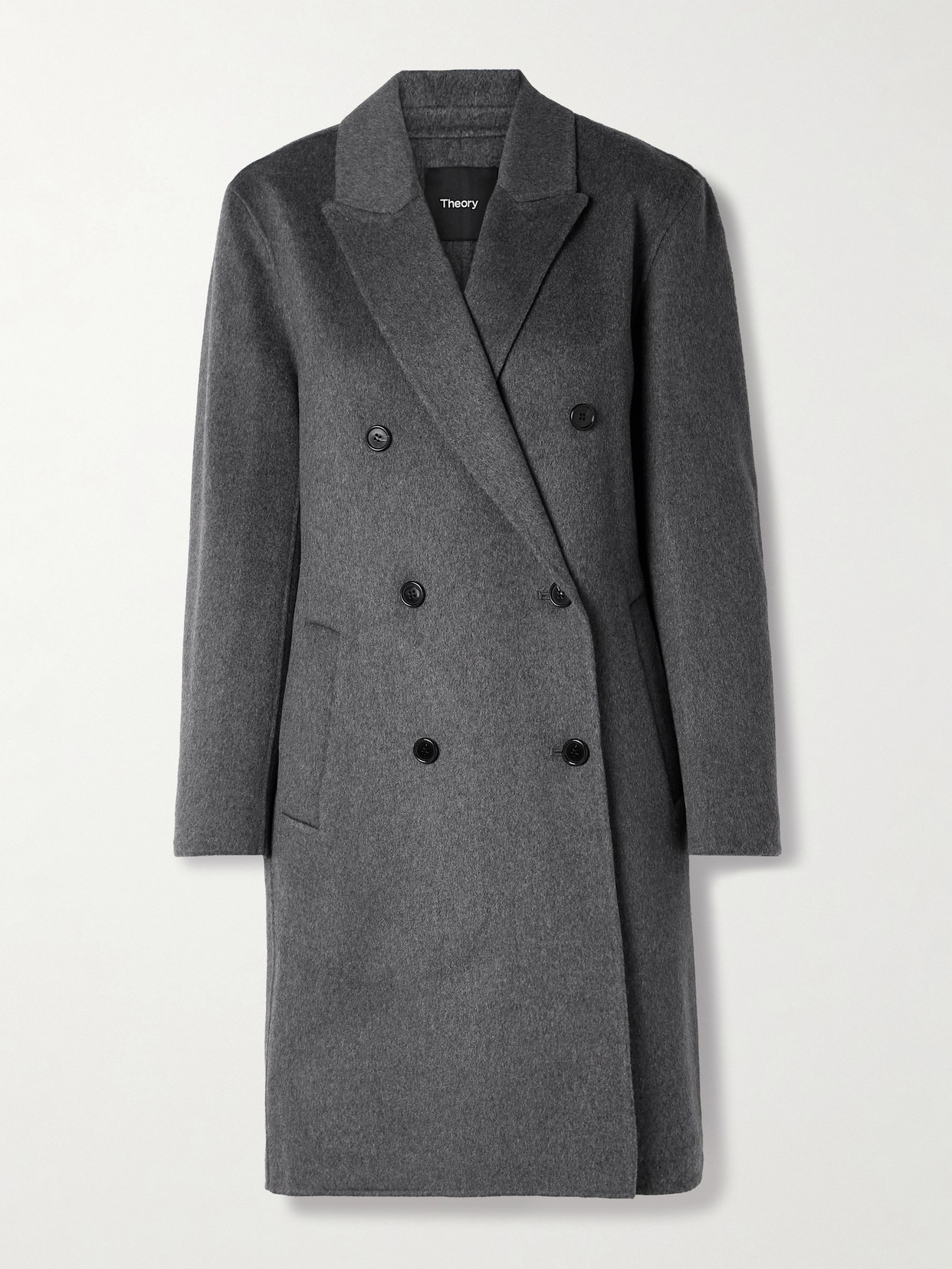 Theory Double-breasted Wool And Cashmere-blend Felt Coat In Grey