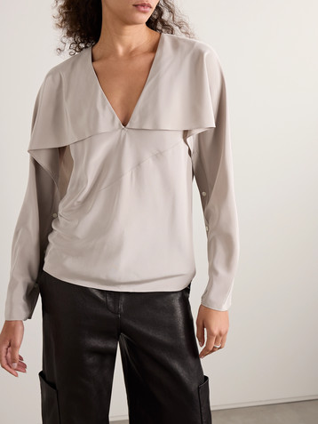 Helmut Lang Layered draped silk crepe de chine blouse