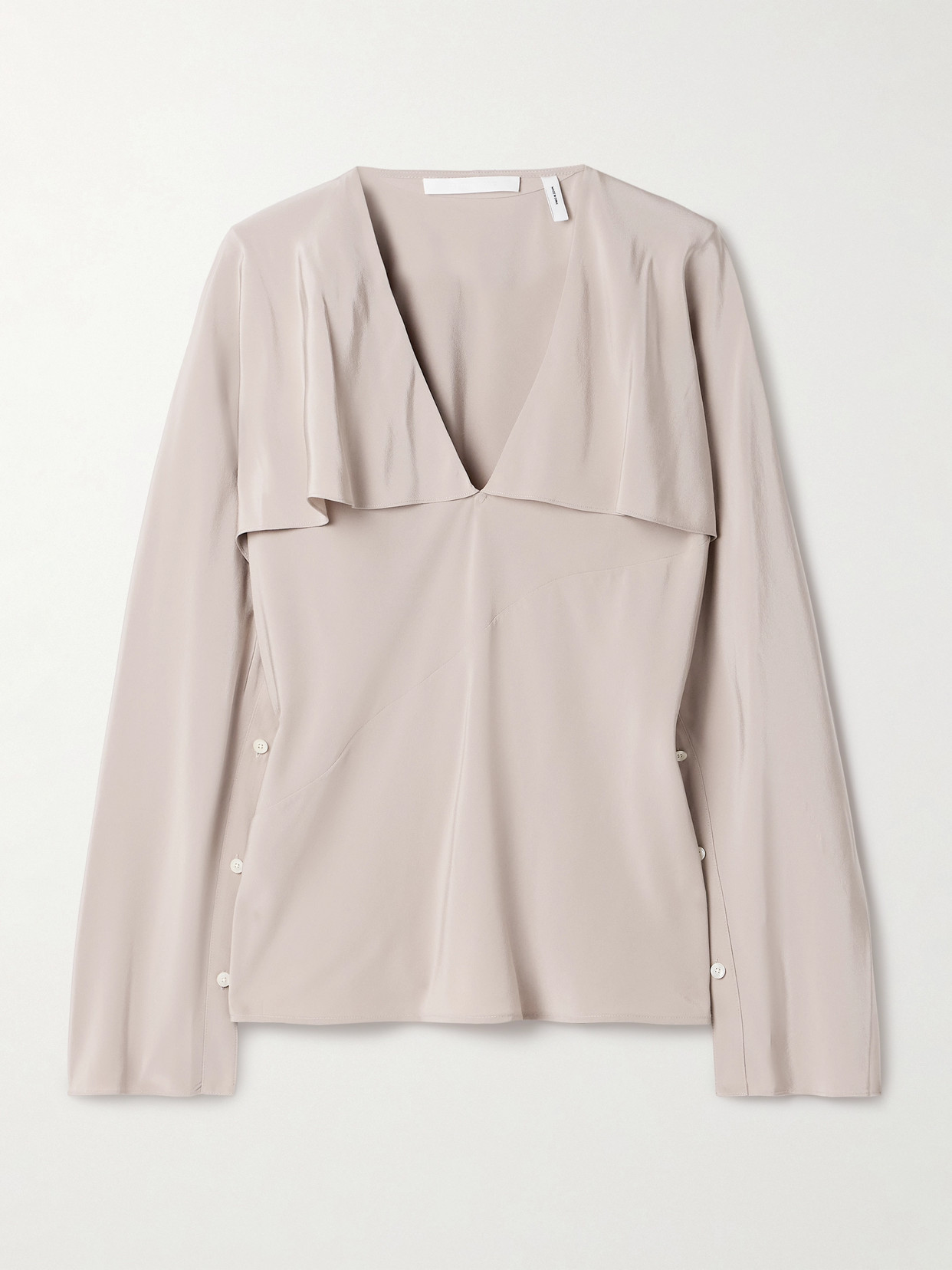 Helmut Lang Layered Draped Silk Crepe De Chine Blouse In Brown