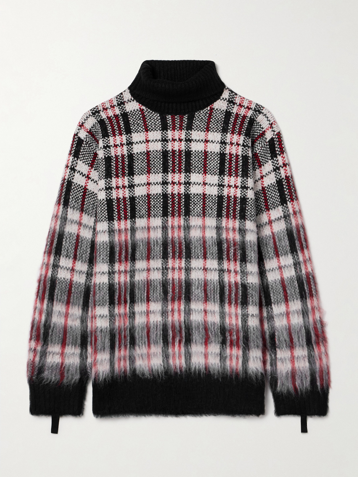 Helmut Lang Brushed Plaid Turtleneck Sweater In Red