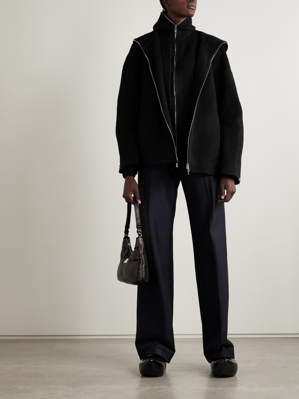 Helmut Lang Oversized Wool-felt Coat In Black