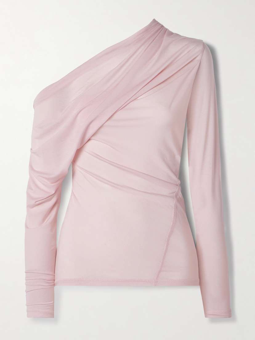 Helmut Lang Wind One-shoulder Paneled Stretch-lyocell Jersey Top