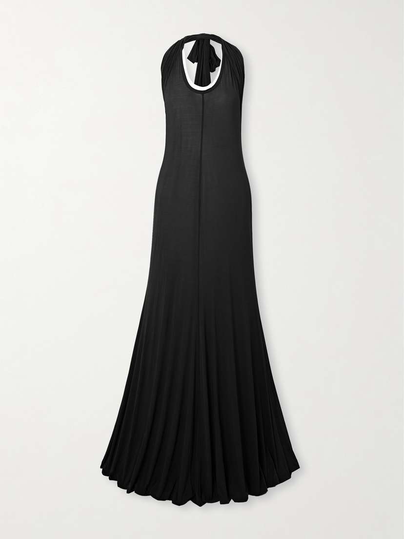 Helmut Lang Layered Stretch-mesh Halterneck Maxi Dress