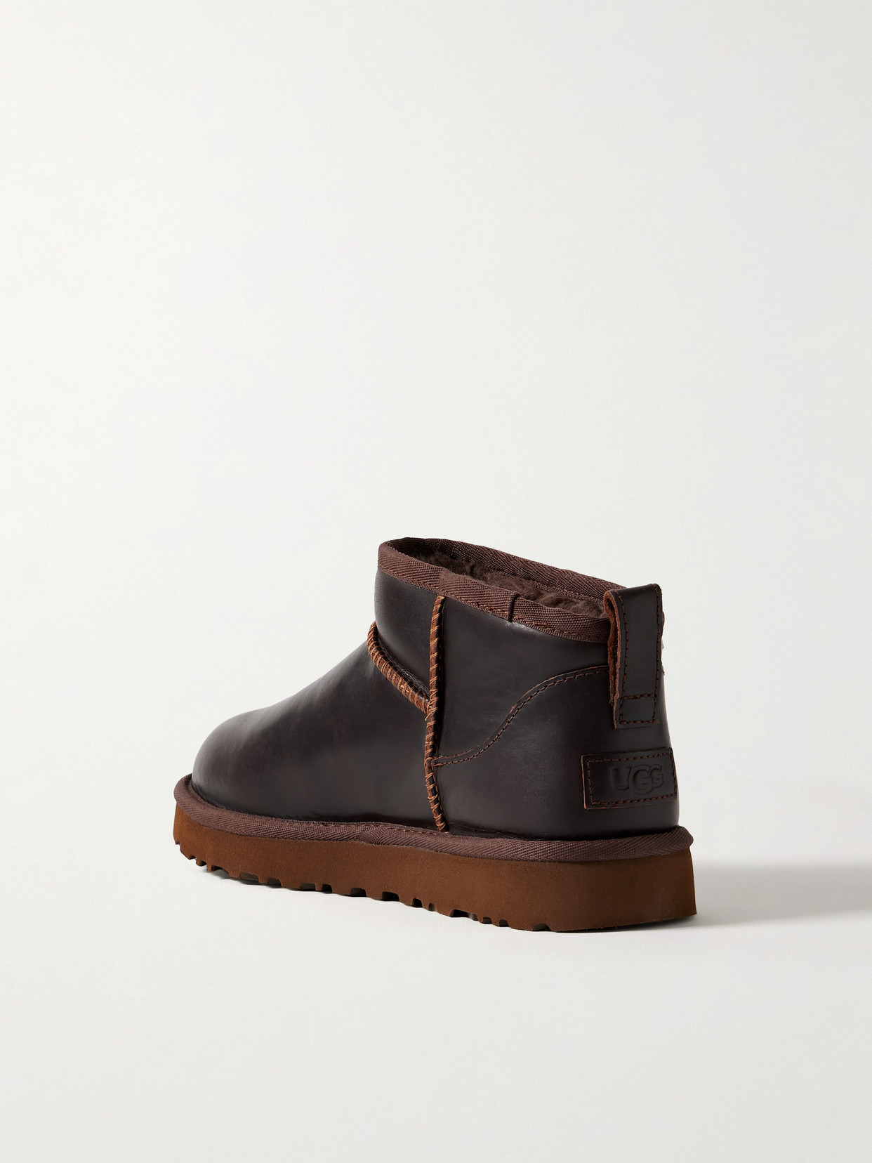 Ugg Classic Ultra Mini Leather Boots In Brown