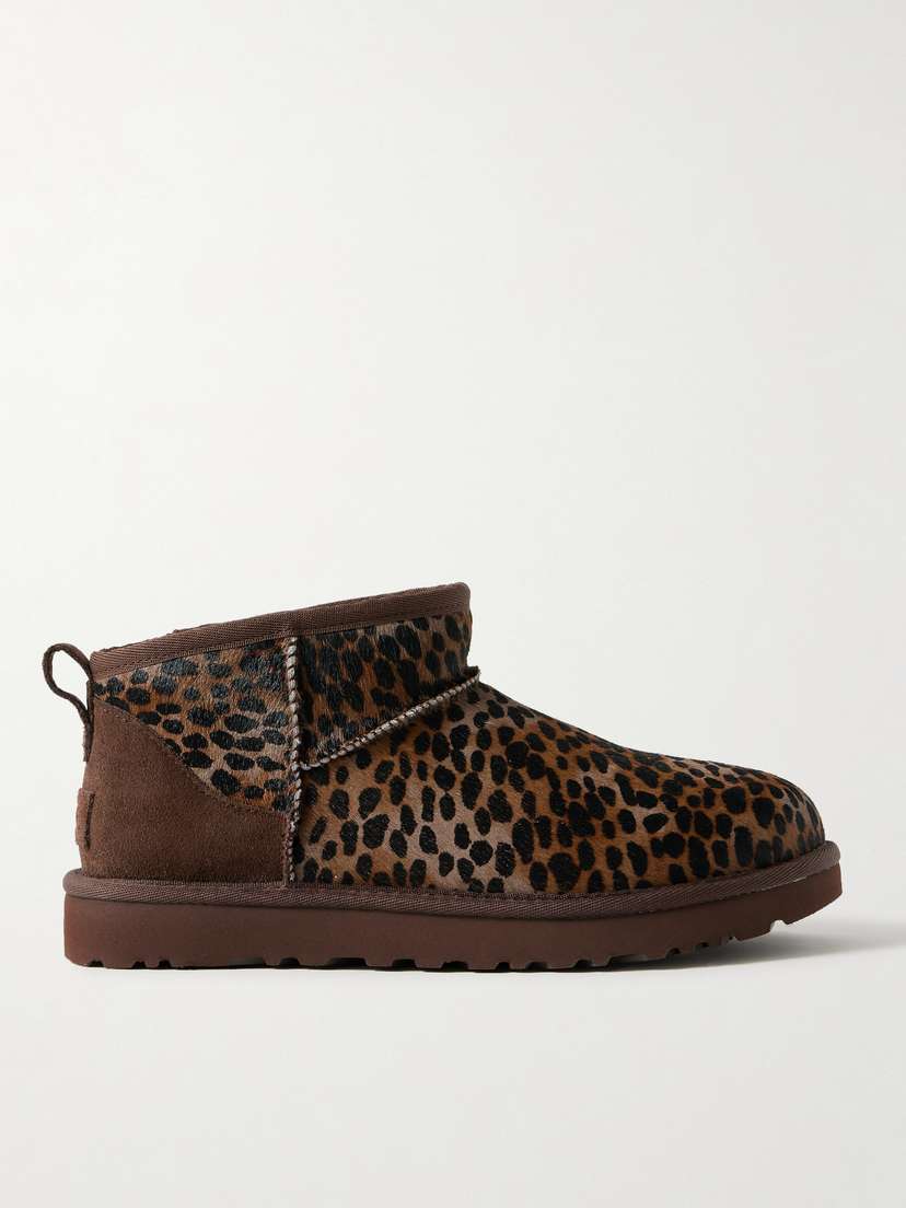 UGG Classic Ultra Mini Caspian Leopard-print Calf Hair Boots