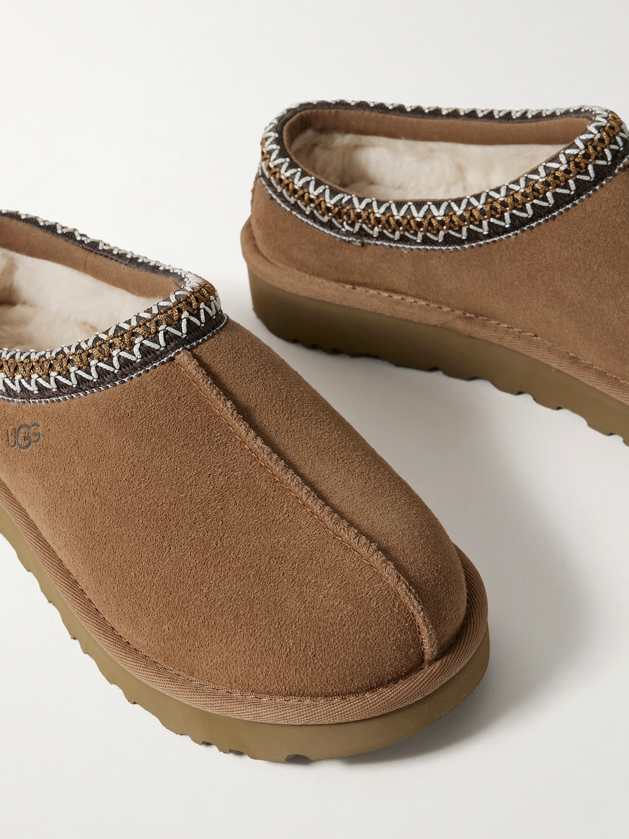 Ugg Womens Brown Tasman Shearling-lined Suede Slippers In Brown