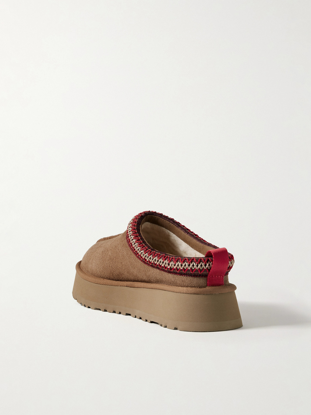 Ugg Tazz Embroidered Shearling Platform Slippers In Brown