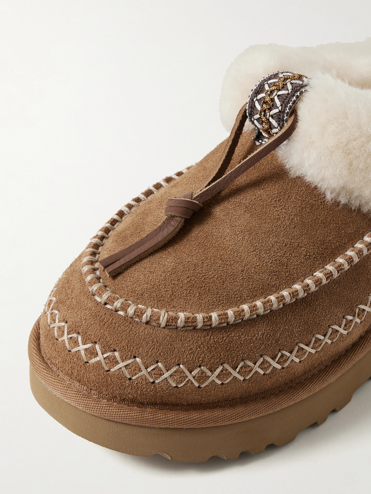 UGG TASMAN ALPINE EMBROIDERED SHEARLING SLIPPERS