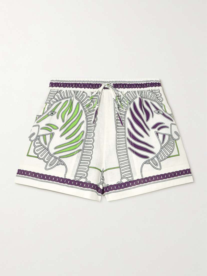 Tory Burch Printed Linen Shorts