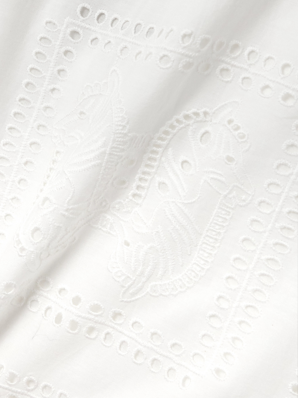 Tory Burch Eyelet Beach Embroidered Cotton Tapered Pants In White