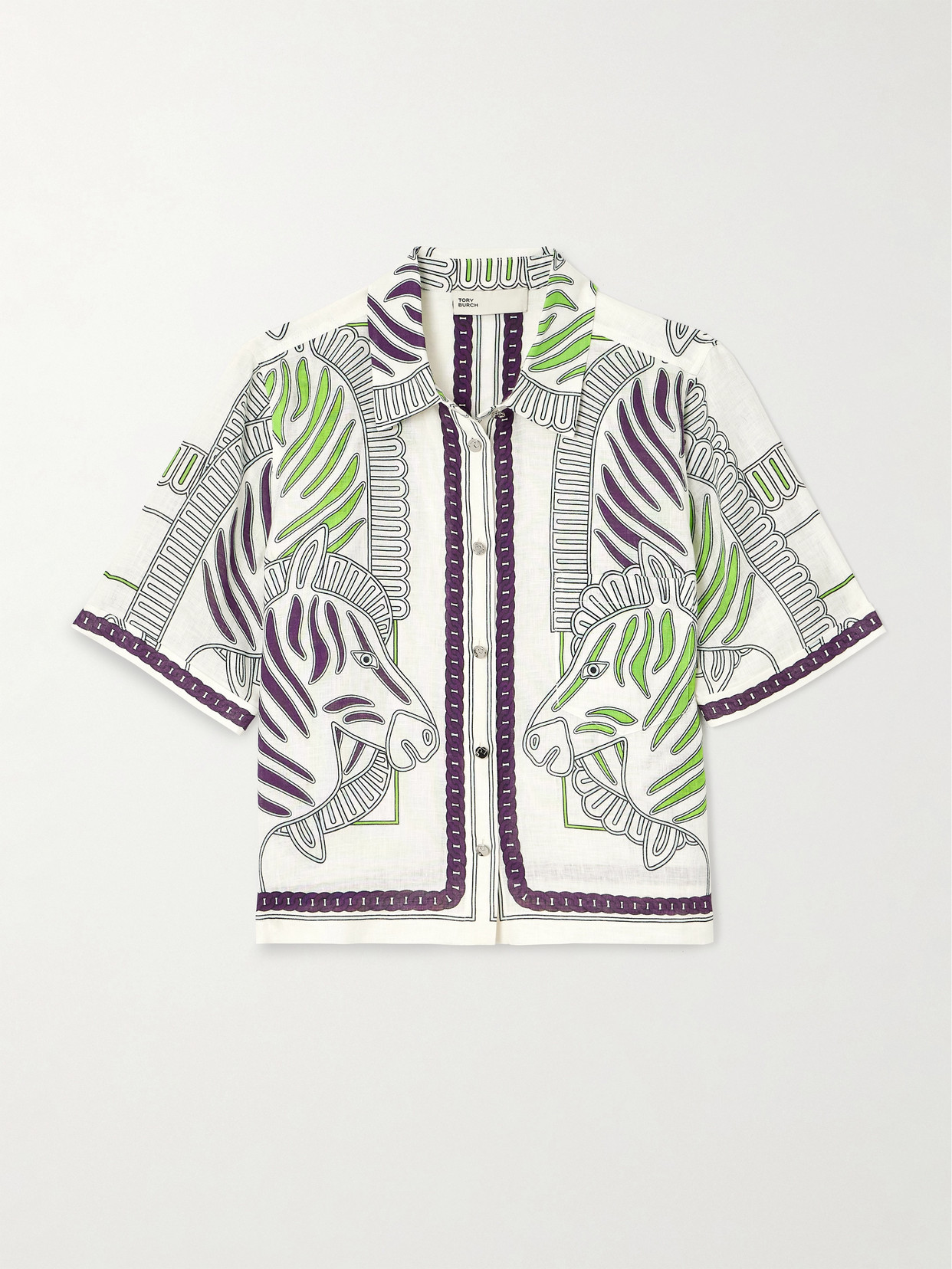 Tory Burch - Printed Linen Shirt - Ivory