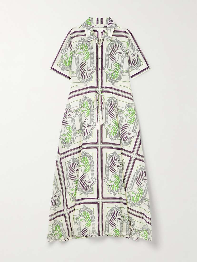 Tory Burch Printed Cotton-voile Midi Shirt Dress - x large