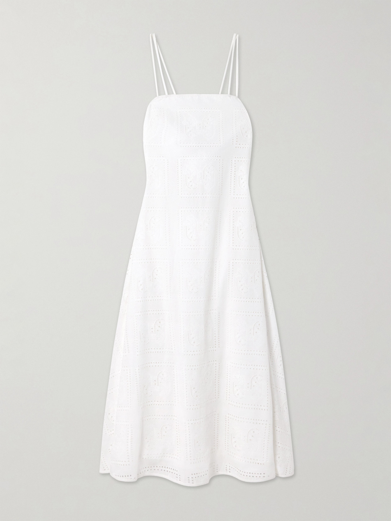 Tory Burch Open-back Broderie Anglaise Cotton Midi Dress In White