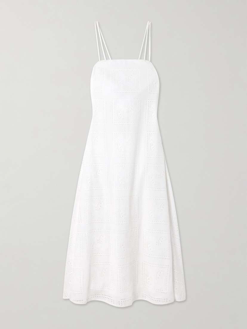Tory Burch Open-back Broderie Anglaise Cotton Midi Dress