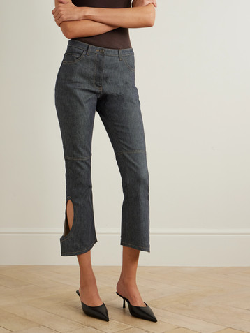 Courrèges Reversed cropped cutout high-rise flared jeans