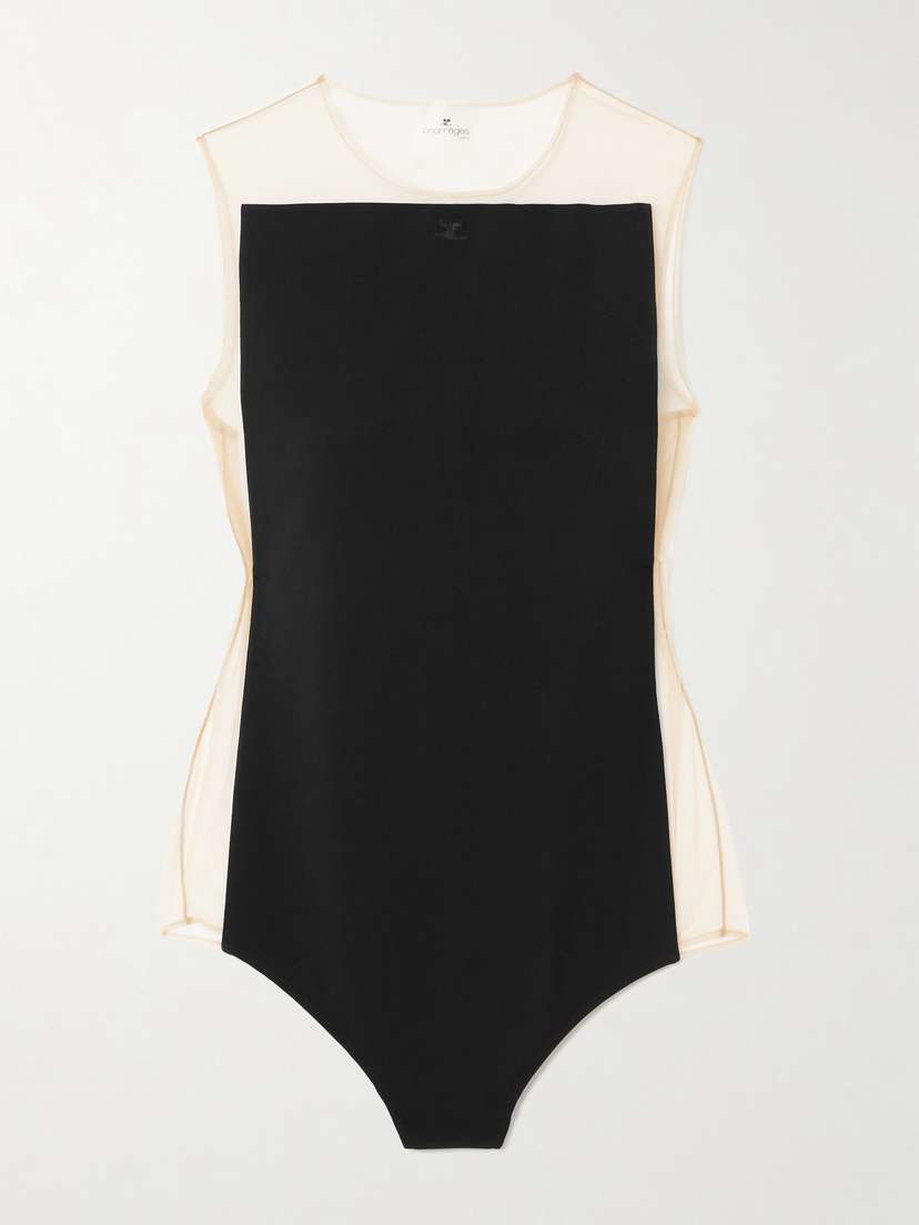 Courrèges Illusion Jersey And Stretch-tulle Bodysuit