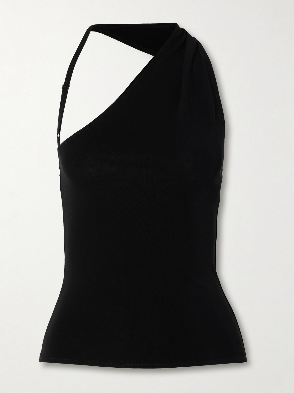 Courrèges Asymmetric Cutout Stretch-crepe Tank In Black