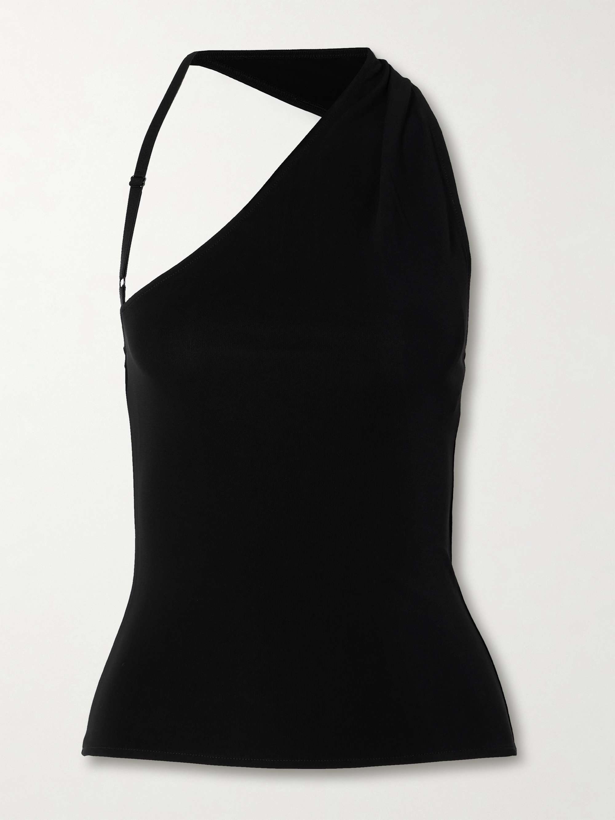 Black Asymmetric cutout stretch-crepe tank | COURRÈGES | NET Black Asymmetric cutout stretch-crepe tank | COURRÈGES | NET