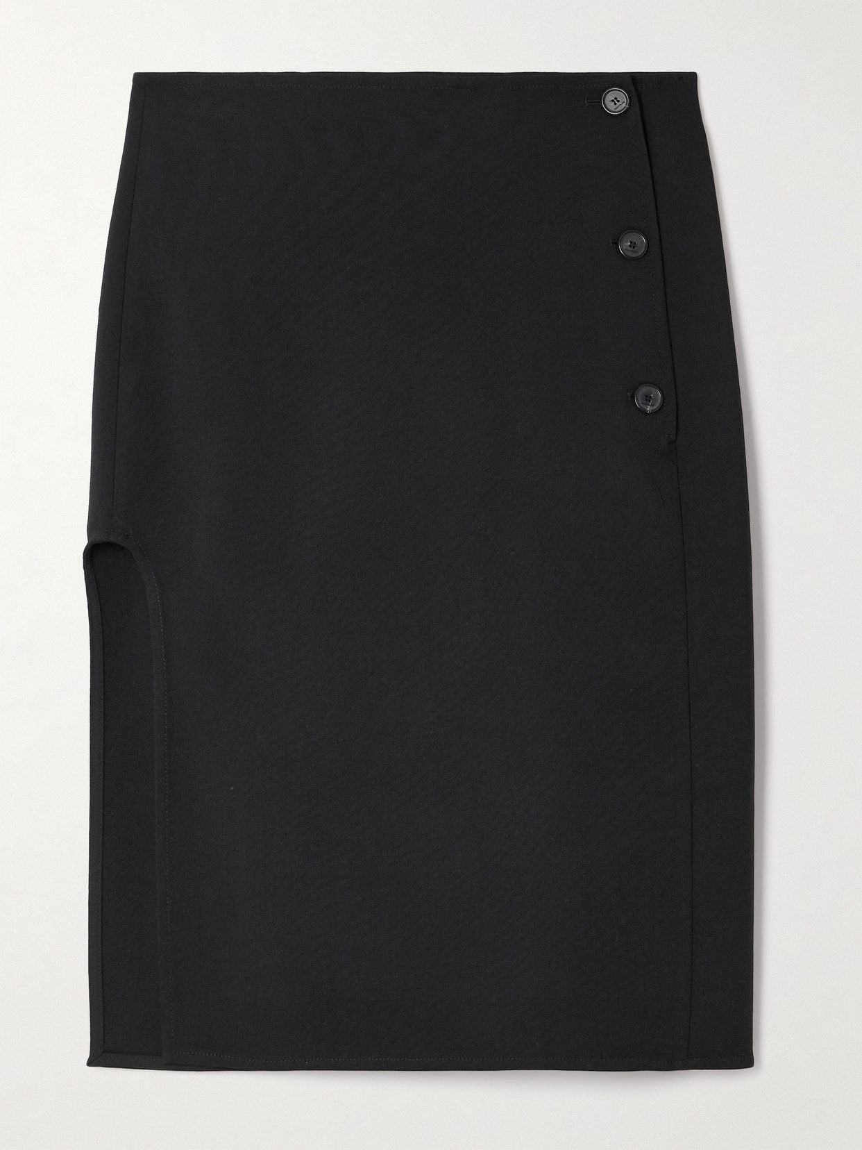 COURREGES - Wrap-effect Wool-blend Crepe Midi Skirt - Black
