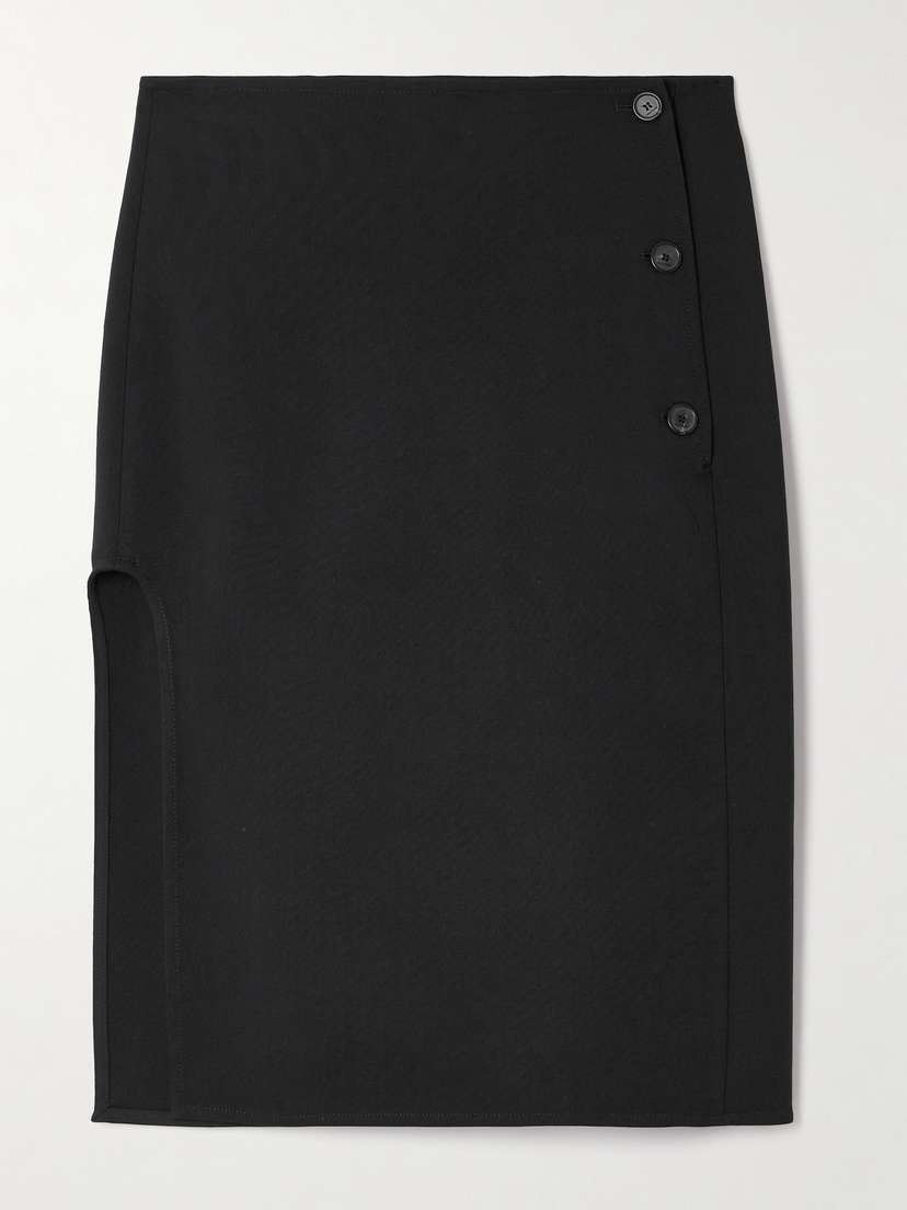 Courrèges Wrap-effect Wool-blend Crepe Midi Skirt