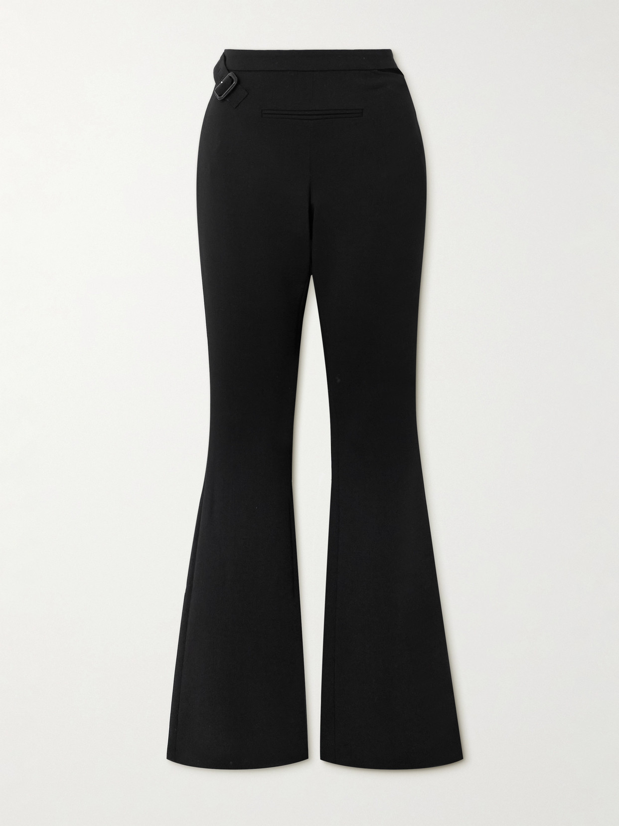 Courrèges Cutout Buckled Wool-blend Flared Pants In Black