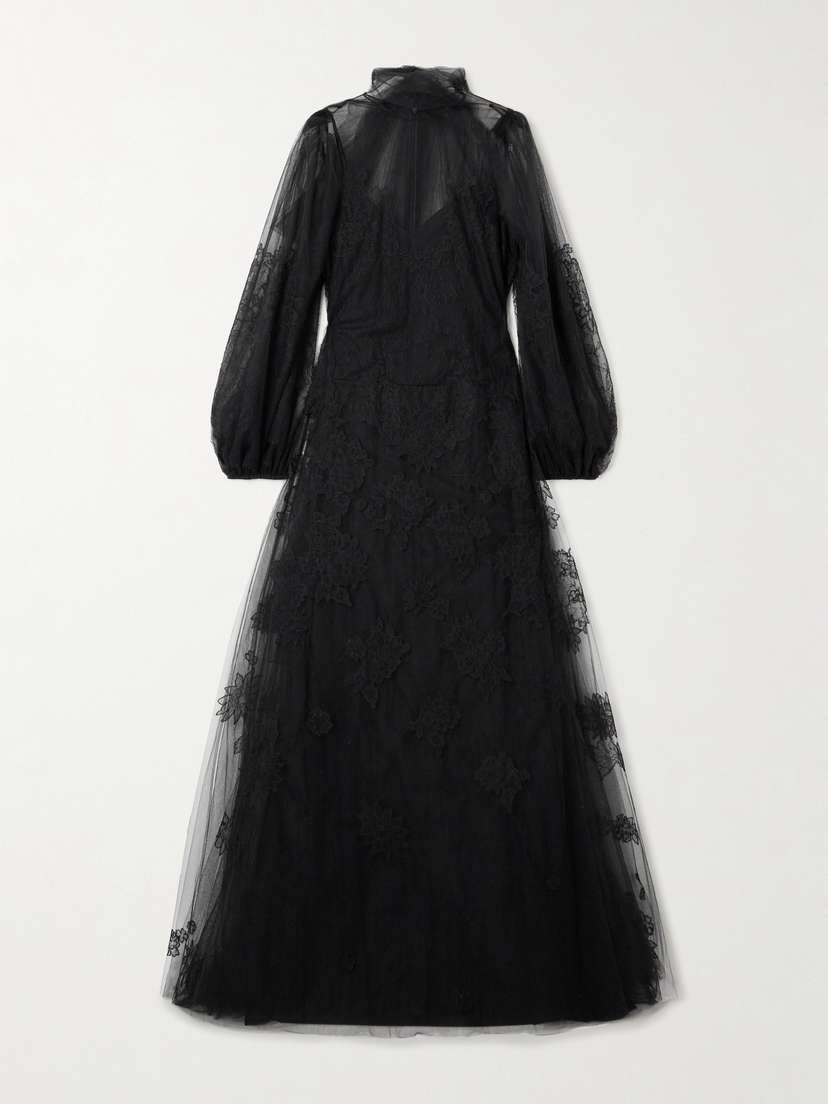 Valentino Garavani Open-back Appliquéd Tulle Gown