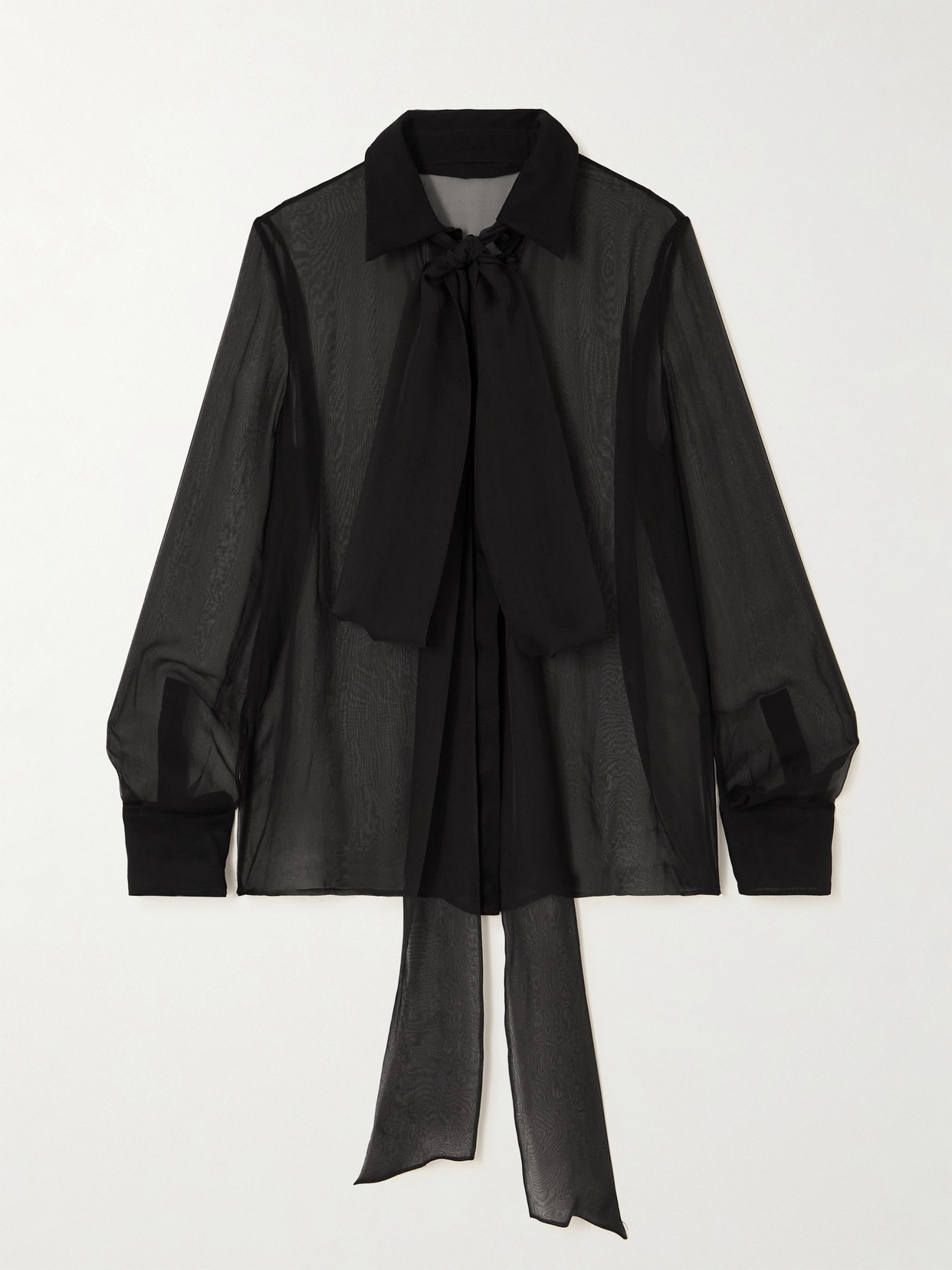 Valentino Pussybow Silk-chiffon Blouse In Black