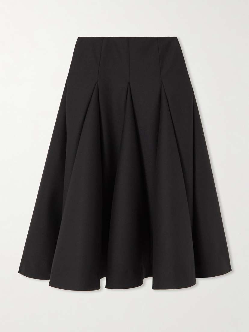 Valentino Garavani Paneled Pleated Wool And Silk-blend Crepe Midi Skirt