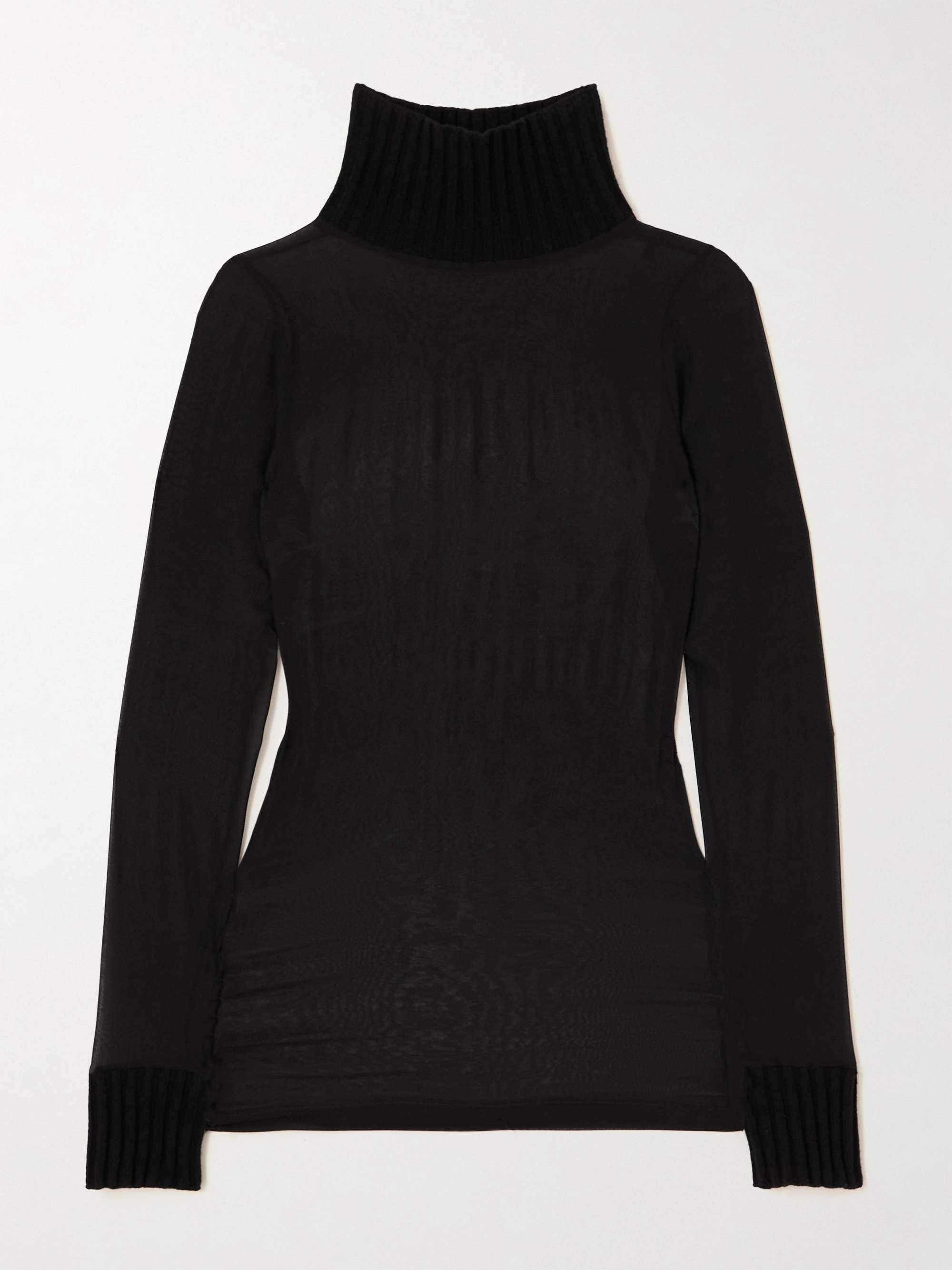 VALENTINO GARAVANI Mesh and ribbed-knit turtleneck sweater VALENTINO GARAVANI Mesh and ribbed-knit turtleneck sweater