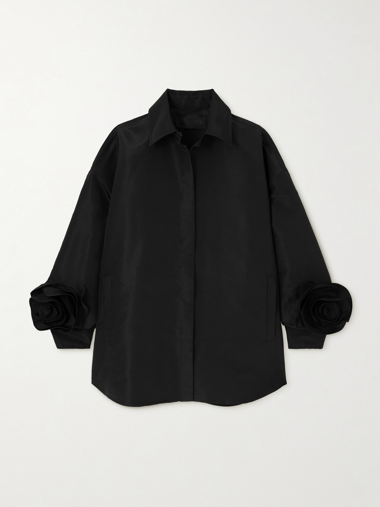 Valentino Garavani - Oversized Embellished Cotton-blend Faille Shirt - Black