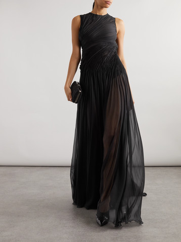Valentino Garavani Ruched pleated silk-chiffon gown