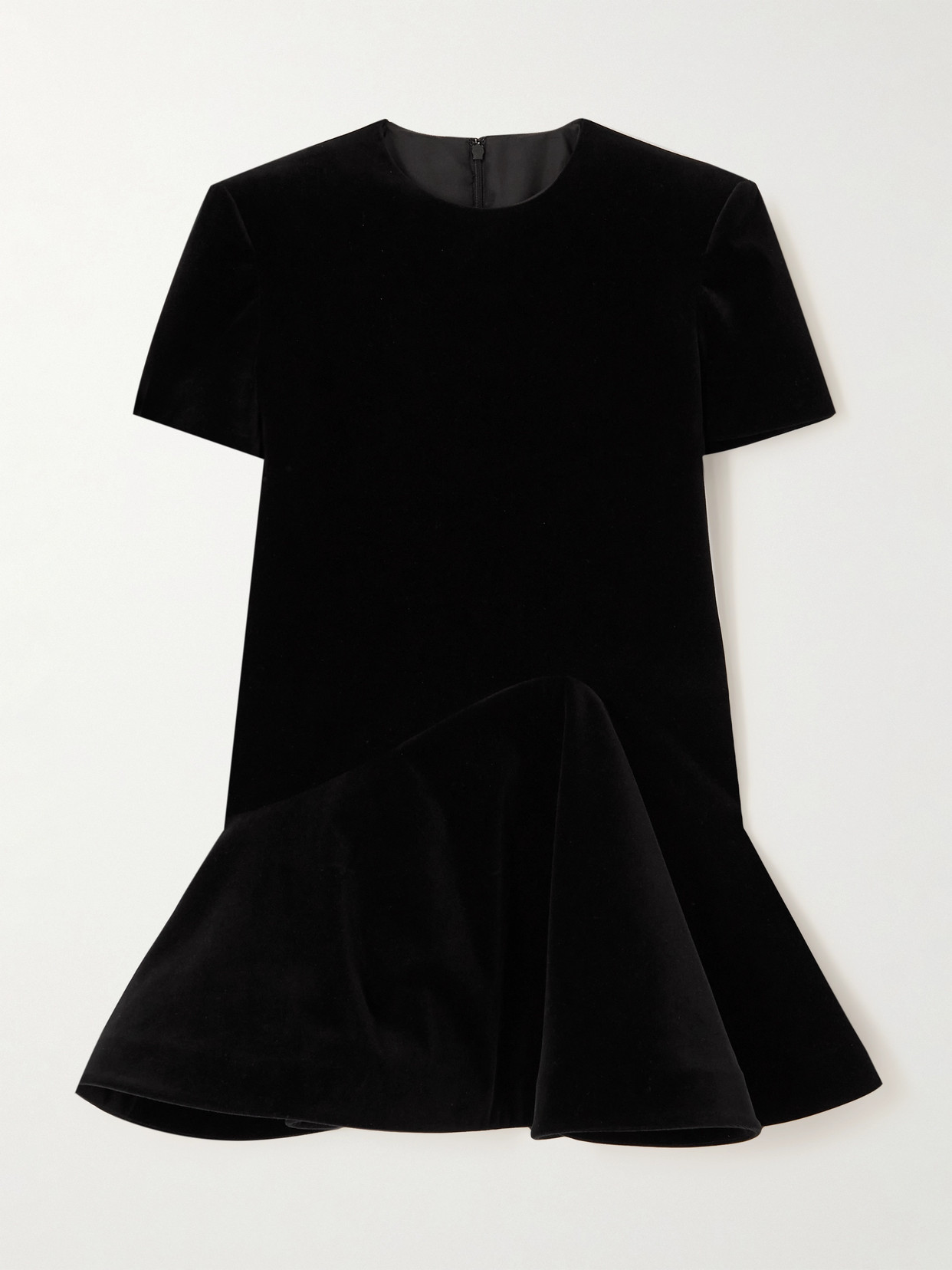 Valentino Cotton-blend Velvet Mini Dress In Black