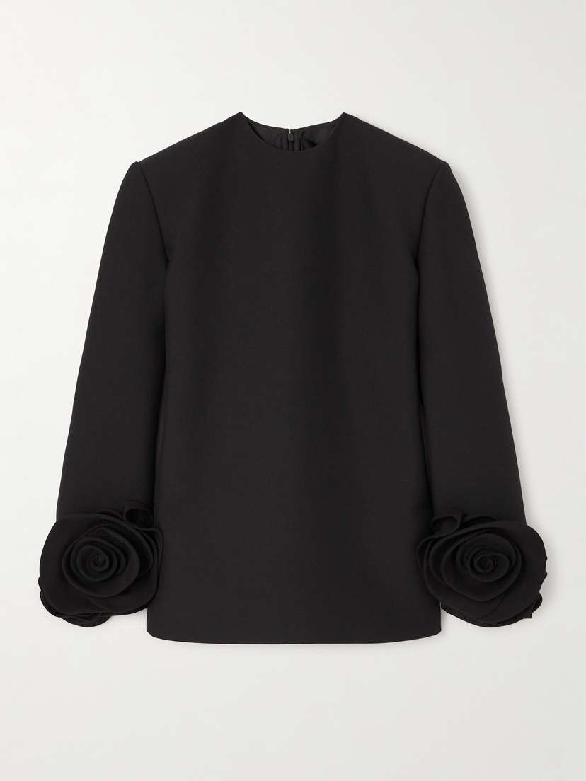 Valentino Garavani Appliquéd Virgin Wool And Silk-blend Mini Dress