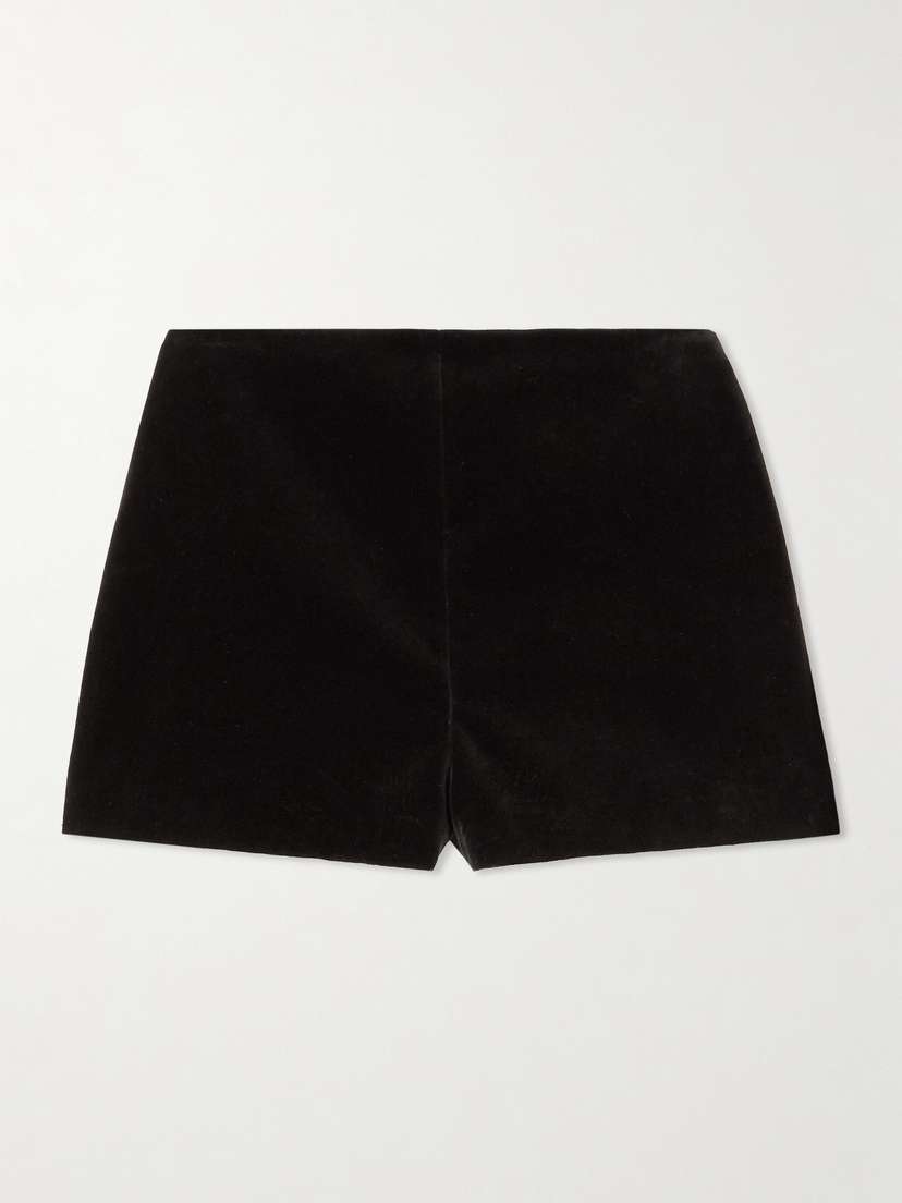 Valentino Garavani Bow-embellished Cotton-blend Velvet Shorts