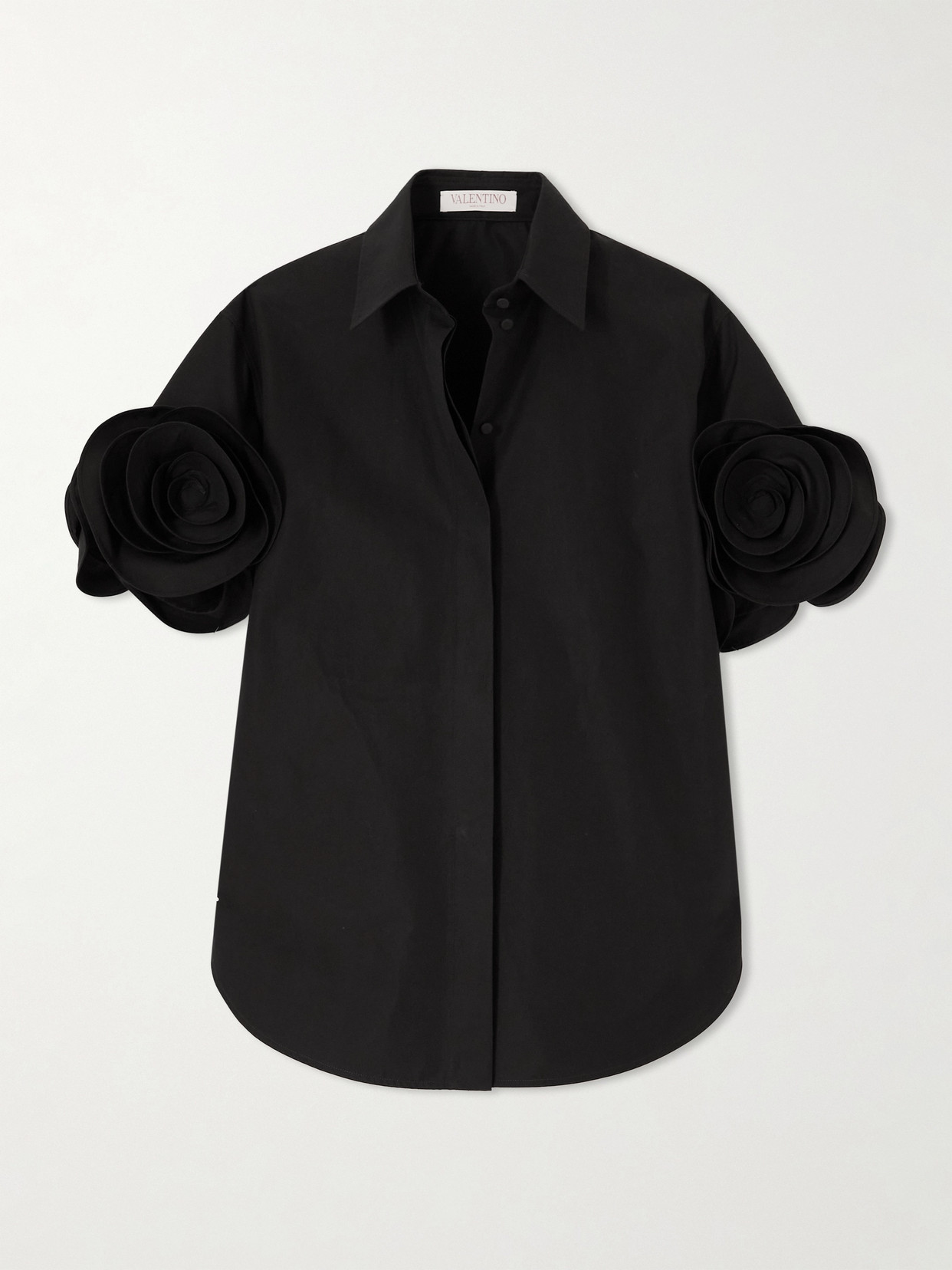 Valentino Garavani - Embellished Cotton-poplin Shirt - Black