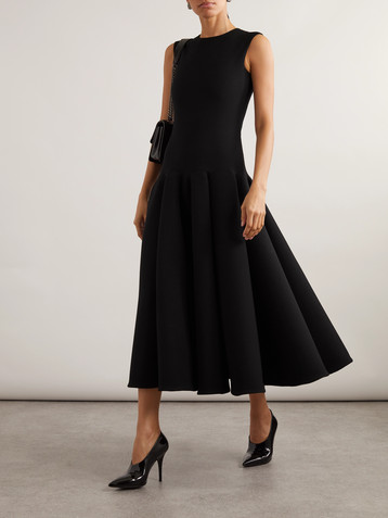 Valentino Garavani Pleated wool-crepe midi dress