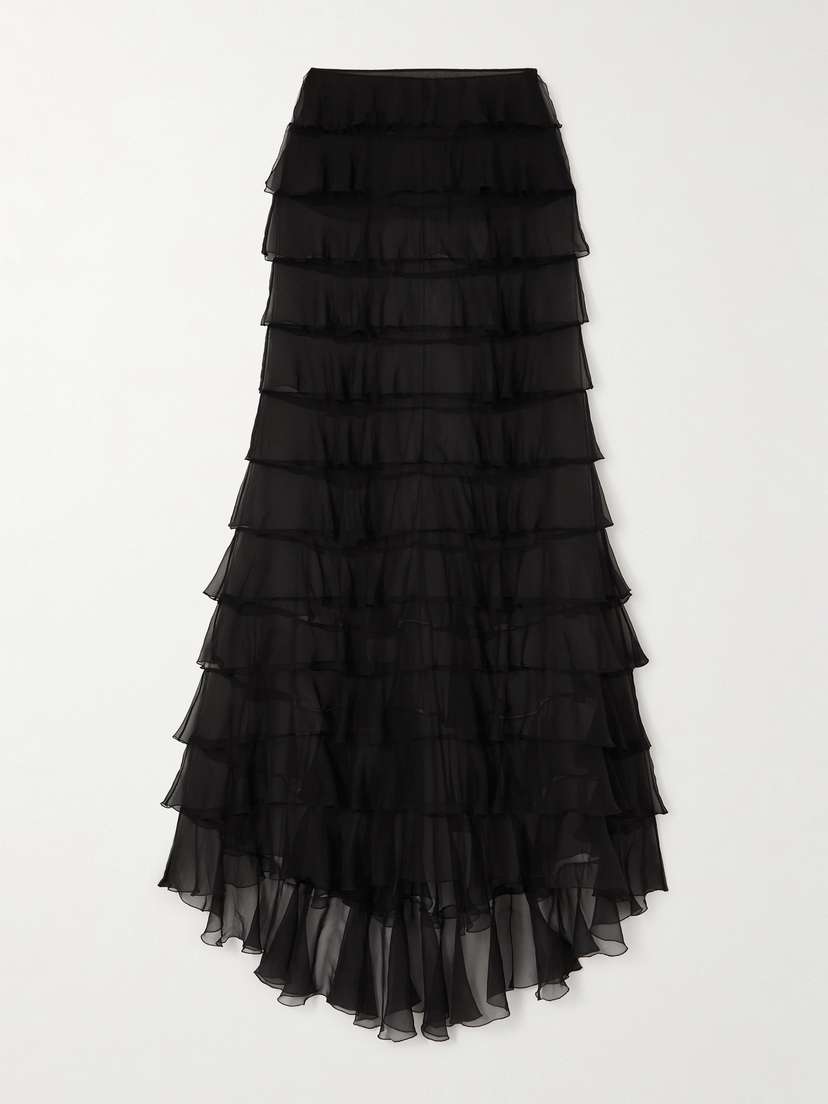 Valentino Garavani Tiered Silk-chiffon Maxi Skirt
