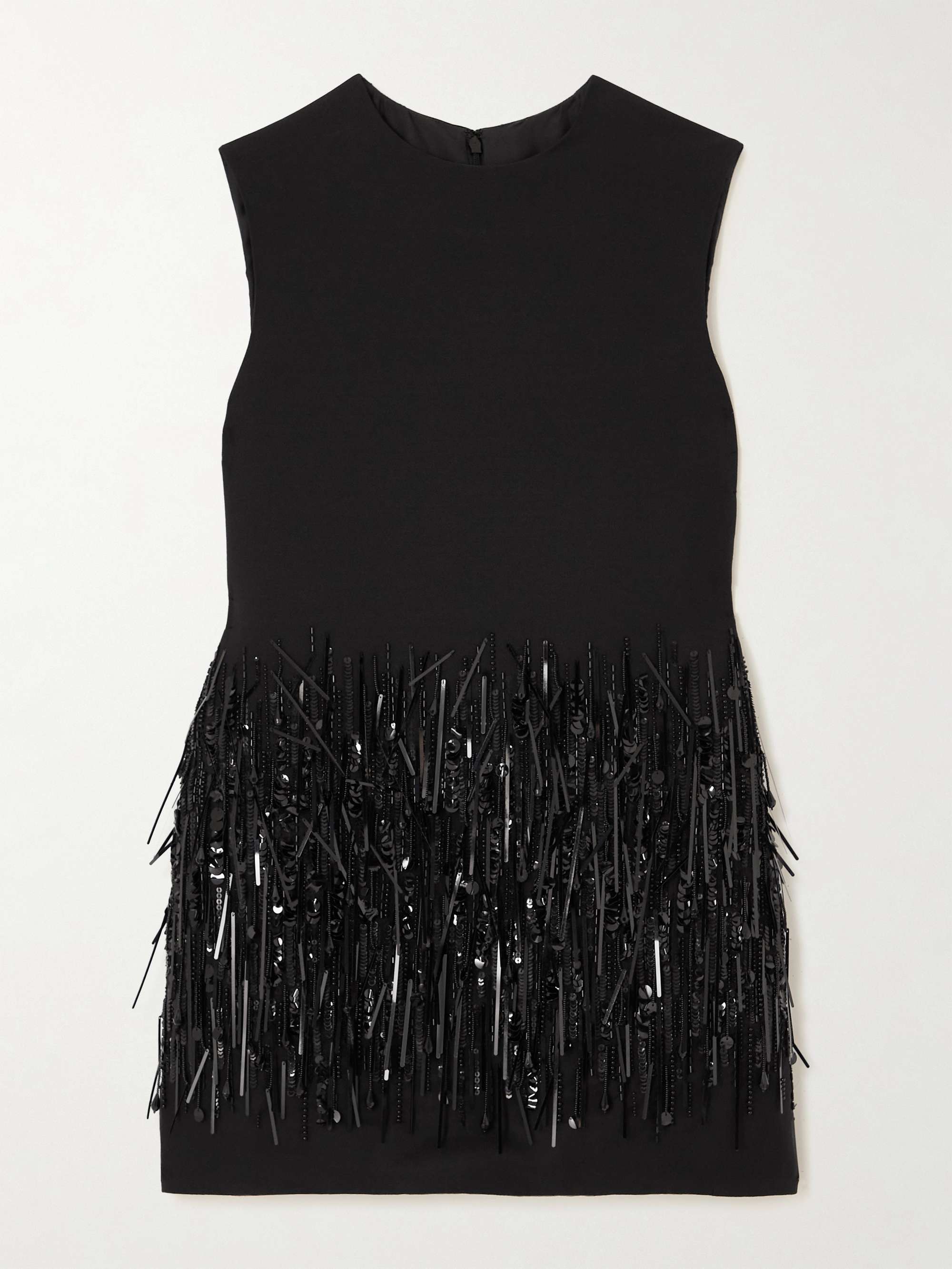 Chemisier En Soie Noire à Franges American Retro - Taille M - Sans Manches - Col Mao - Occasion Très Bon état
