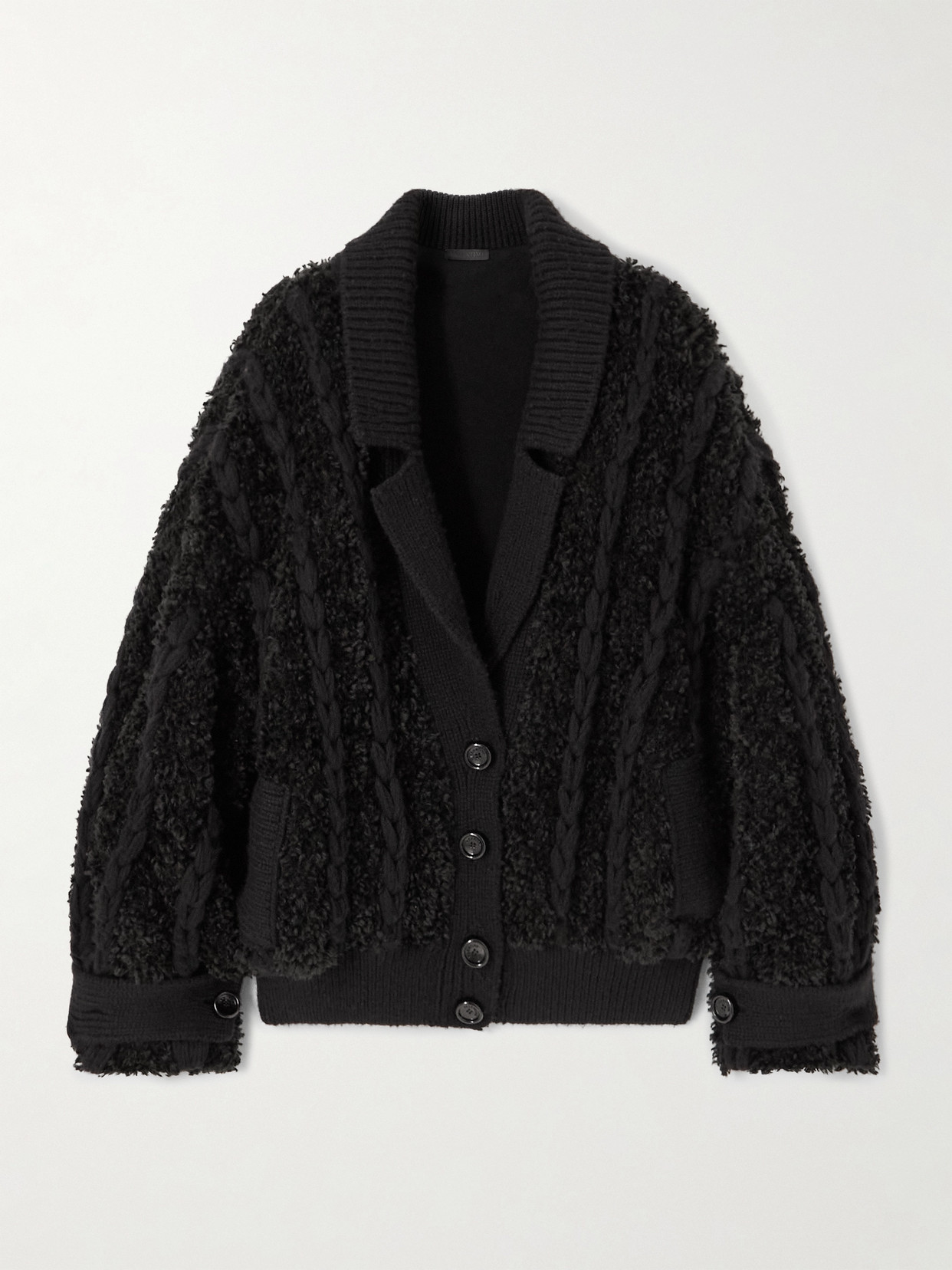 Valentino Oversized Braided Bouclé Cardigan In Black