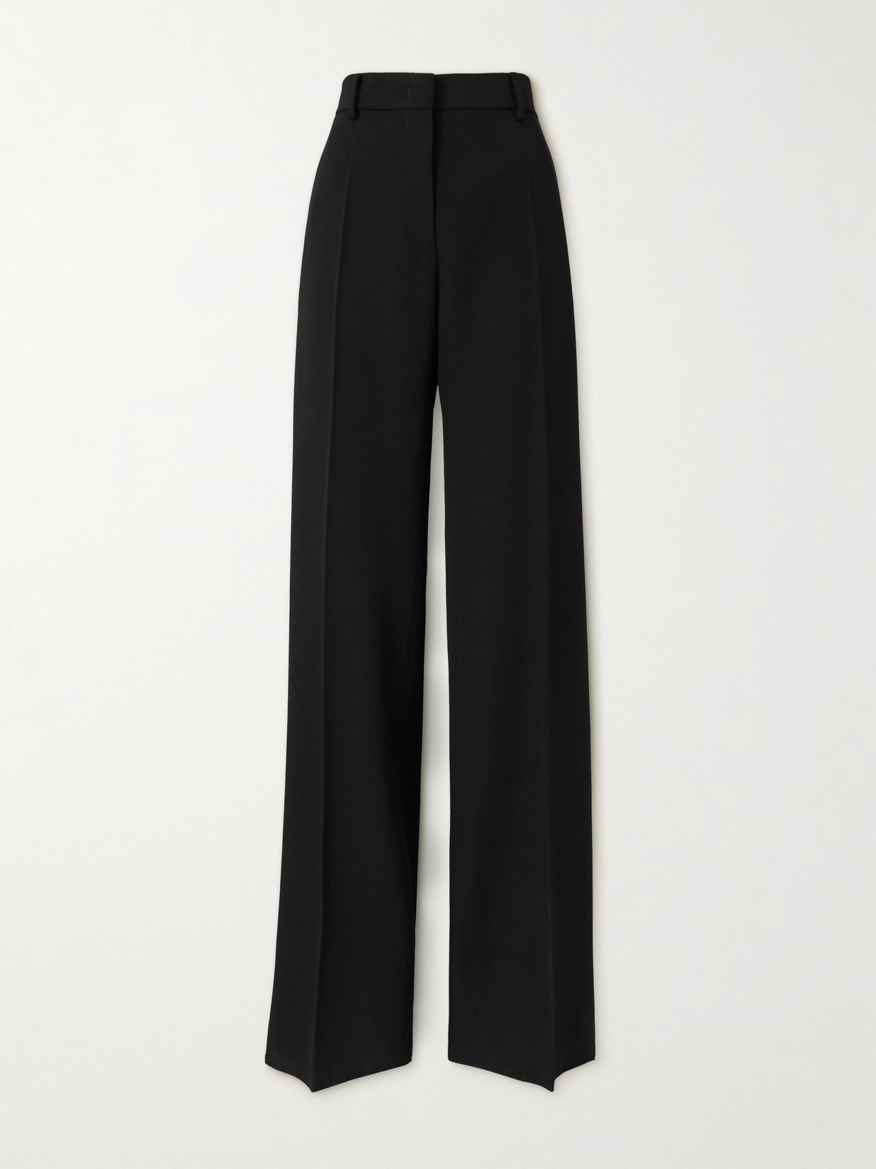 Valentino Grain De Poudre Wool Wide-leg Pants In Black