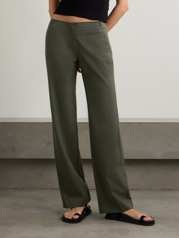 St. Agni Frayed wool-blend twill straight-leg pants