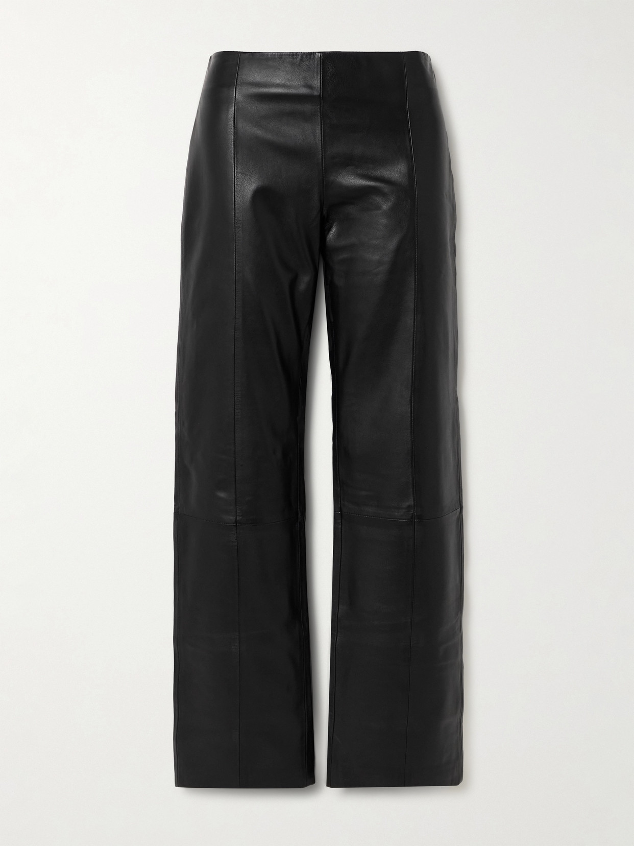 ST. AGNI - Paneled Textured-leather Straight-leg Pants - Black