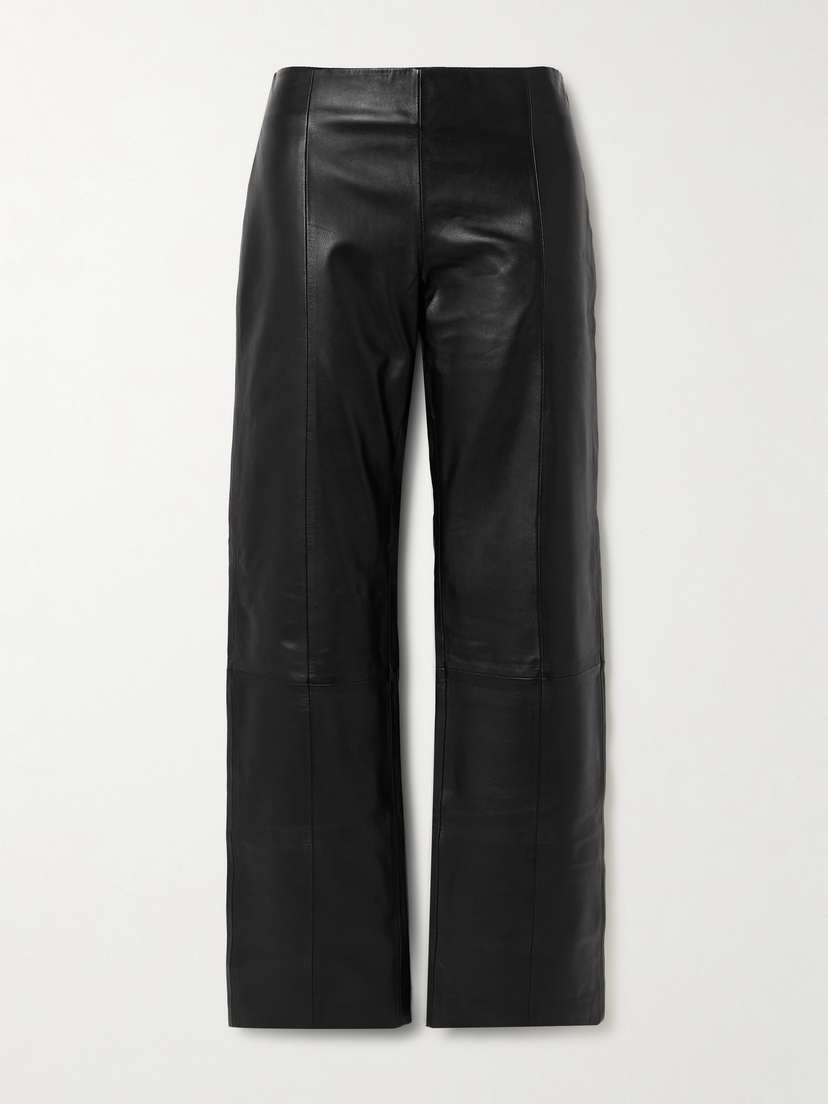 St. Agni Paneled Textured-leather Straight-leg Pants