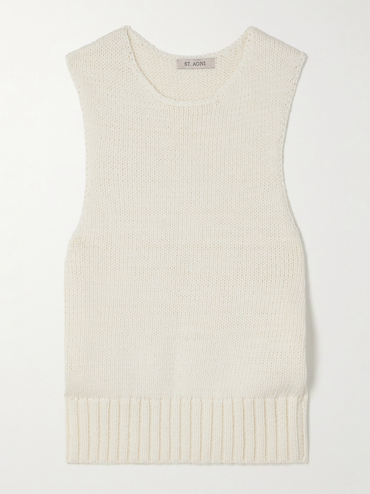 ST. AGNI - Crocheted Cotton, Linen And Silk-blend Tank - Ecru