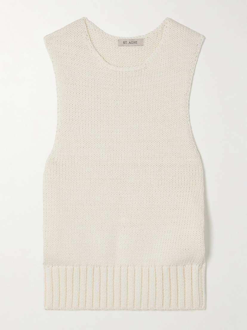 St. Agni Crocheted Cotton, Linen And Silk-blend Tank
